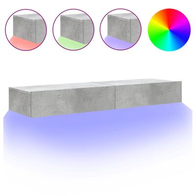 vidaXL Mueble de TV con luces LED 2 uds gris hormigón 60x35x15,5 cm