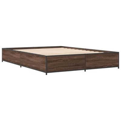 vidaXL Estructura cama madera ingeniería metal marrón roble 140x200 cm