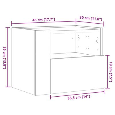 vidaXL Mesitas de noche de pared 2 uds color marrón roble 45x30x35 cm