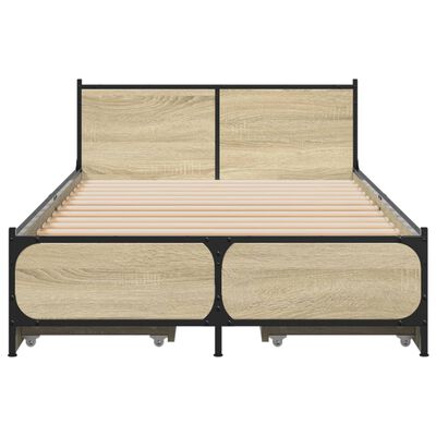 vidaXL Cama con cajones madera ingeniería roble Sonoma 75x190 cm