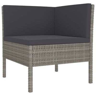 vidaXL Set de muebles de jardín 11 pzas y cojines ratán sintético gris