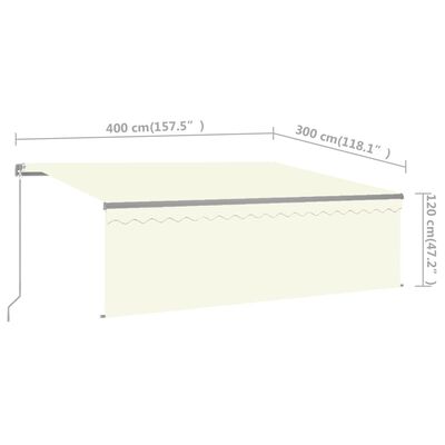 vidaXL Toldo manual retráctil con persiana y LED crema 4x3 m