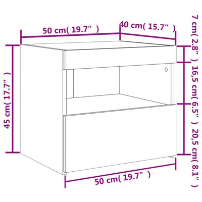 vidaXL Mesitas de noche con luces LED 2 unidades blanco 50x40x45 cm