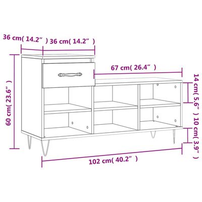 vidaXL Mueble zapatero madera contrachapada blanco 102x36x60 cm