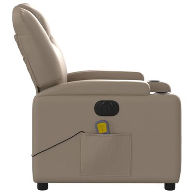 vidaXL Sillón reclinable de masaje eléctrico cuero sintético capuchino