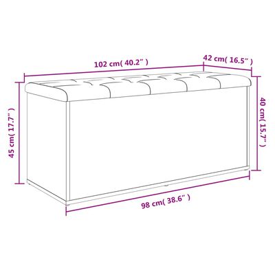 vidaXL Banco con almacenaje madera de ingeniería blanco 102x42x45 cm