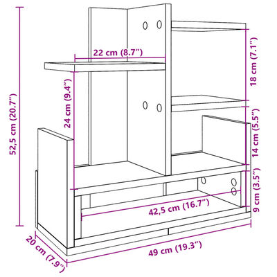 vidaXL Organizador de escritorio madera ingeniería negro 49x20x52,5 cm