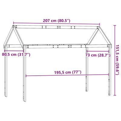 vidaXL Techo de cama infantil madera maciza blanco 207x80,5x151,5 cm