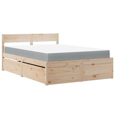 vidaXL Cama con cajones y colchón madera maciza de pino 120x200 cm