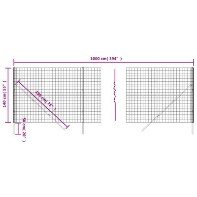 vidaXL Cerca de alambre de acero galvanizado gris antracita 1,4x10 m