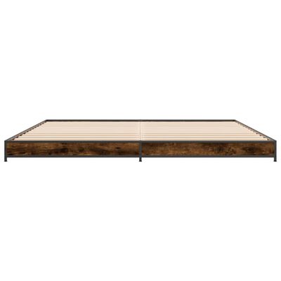 vidaXL Estructura cama madera ingeniería metal roble ahumado 200x200cm