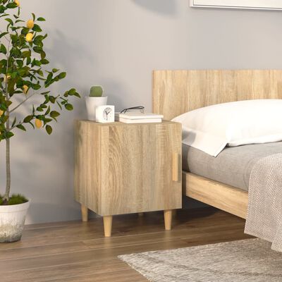 vidaXL Mesitas de noche 2 uds madera contrachapada color roble Sonoma