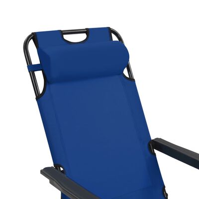 vidaXL Tumbonas plegables con reposapiés 2 unidades acero azul