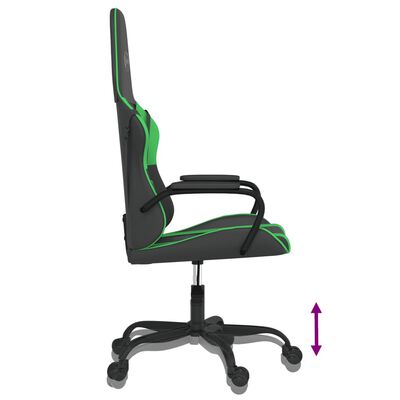 vidaXL Silla gaming de masaje cuero sintético negro y verde