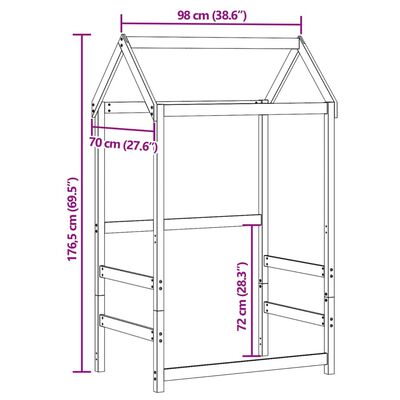 vidaXL Techo de cama infantil madera maciza pino 98x70x176,5 cm