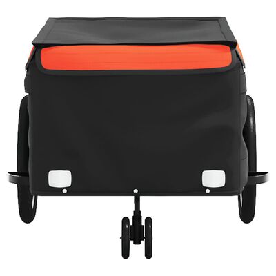 vidaXL Remolque para bicicleta hierro negro y naranja 45 kg