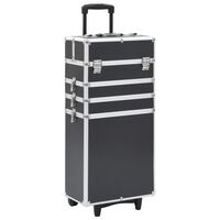 vidaXL Maletín trolley de maquillaje de aluminio negro