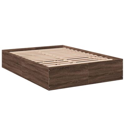 vidaXL Estructura de cama madera de ingeniería marrón roble 120x200 cm