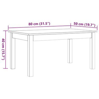 vidaXL Mesa de centro madera maciza de pino marrón cera 80x50x40 cm