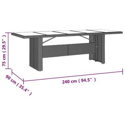 vidaXL Set de mesa y sillas de jardín 11 pzas y cojines ratán PE beige