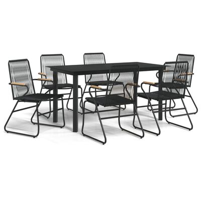 vidaXL Juego de comedor para jardín 7 piezas ratán PVC negro