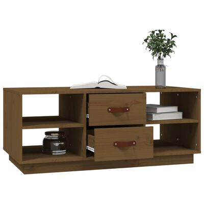 vidaXL Mesa de centro madera maciza de pino marrón miel 100x50x41 cm