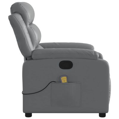 vidaXL Sillón de masaje reclinable cuero sintético gris