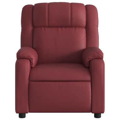 vidaXL Sillón de masaje reclinable cuero sintético rojo tinto