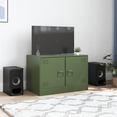 vidaXL Mueble para TV de acero verde oliva 67x39x44 cm