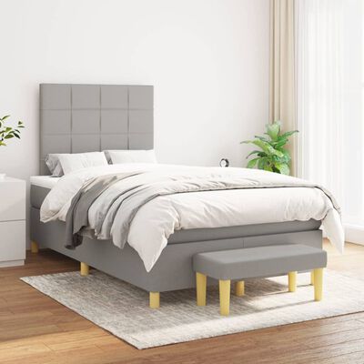 vidaXL Cama box spring con colchón tela gris claro 120x200 cm