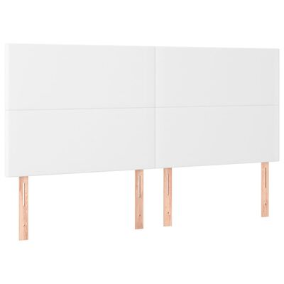 vidaXL Cama box spring colchón y LED cuero sintético blanco 160x200 cm