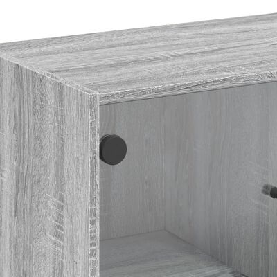 vidaXL Armario auxiliar puertas de vidrio gris Sonoma 68x37x75,5 cm