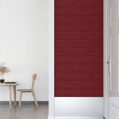 vidaXL Paneles de pared 12 uds tela rojo tinto 90x15 cm 1,62 m²