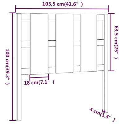 vidaXL Cabecero de cama madera maciza de pino blanco 105,5x4x100 cm