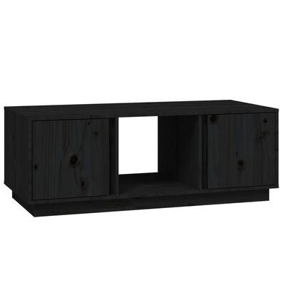 vidaXL Mesa de centro de madera maciza de pino negro 110x50x40 cm