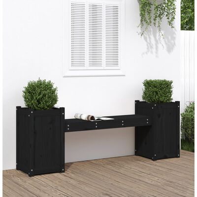 vidaXL Banco con jardineras madera maciza de pino negro 180x36x63 cm