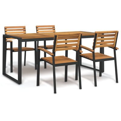 vidaXL Juego de comedor de jardín 5 pzas madera maciza acacia y metal