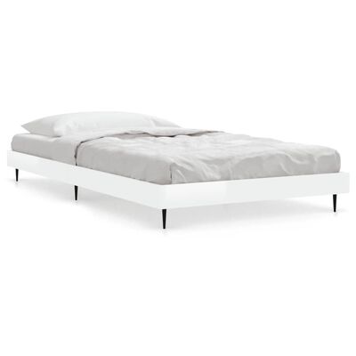 vidaXL Estructura de cama madera de ingeniería blanco brillo 100x200cm