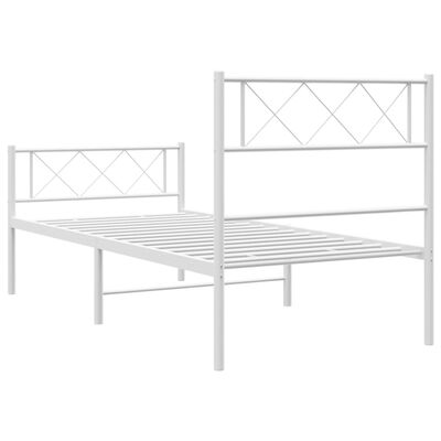 vidaXL Estructura cama sin colchón con estribo metal blanco 90x190 cm