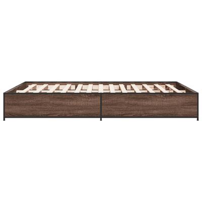 vidaXL Estructura cama madera ingeniería metal marrón roble 150x200 cm