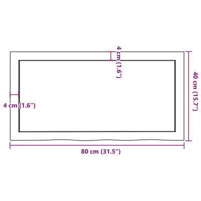 vidaXL Tablero mesa madera roble tratada marrón claro 80x40x(2-6) cm