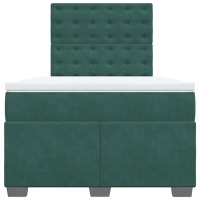 vidaXL Cama box spring con colchón terciopelo verde oscuro 120x200 cm