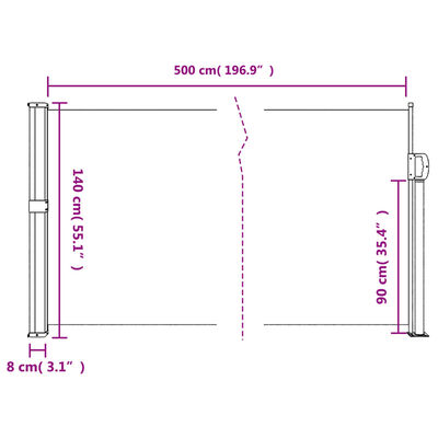 vidaXL Toldo lateral retráctil terracota 140x500 cm