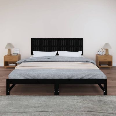 vidaXL Cabecero de cama de pared madera maciza pino negro 185x3x60 cm