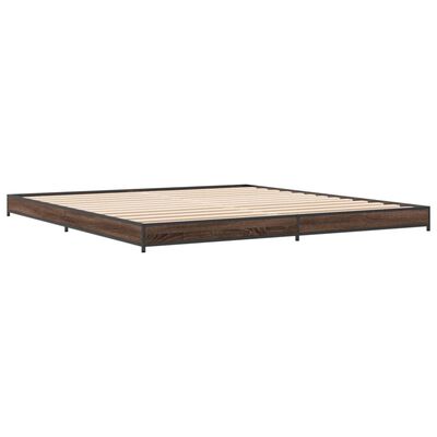 vidaXL Estructura cama madera ingeniería metal marrón roble 180x200 cm