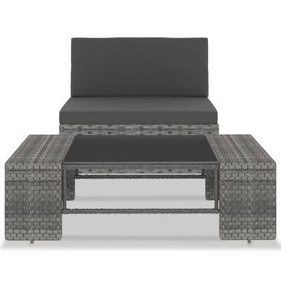 vidaXL Juego de muebles de jardín 2 piezas ratán sintético gris