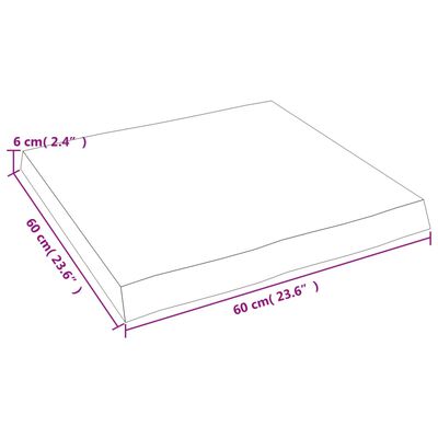 vidaXL Tablero de mesa madera maciza borde natural 60x60x(2-6) cm