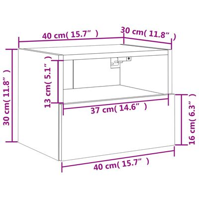 vidaXL Mueble de pared TV madera ingeniería roble marrón 40x30x30 cm