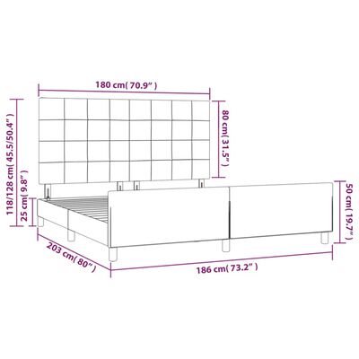 vidaXL Estructura de cama con cabecero de terciopelo rosa 180x200 cm