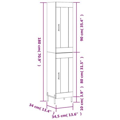 vidaXL Aparador de madera contrachapada roble ahumado 34,5x34x180 cm